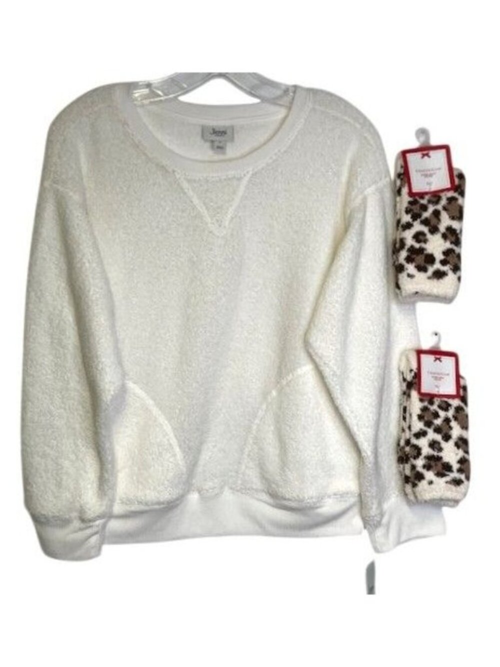 JENNI Sherpa Lounge/Sleep Shirt & 2 Pr. Slipper Socks SMALL